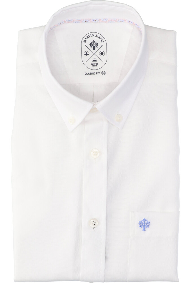 Wit katoenen hem (regular fit) met korte mouwen Martin Maple