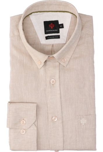 Beige linnen hemd (regular fit) met lange mouwen Martin Maple