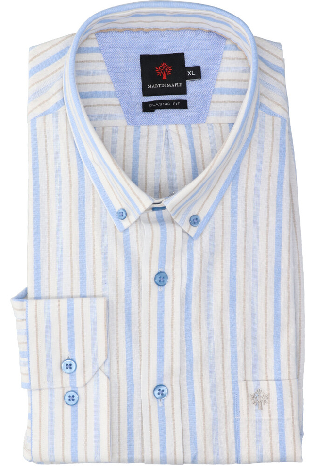 Mulitcolor gestreept katoenen hemd (regular fit) met lange mouwen Martin Mapple