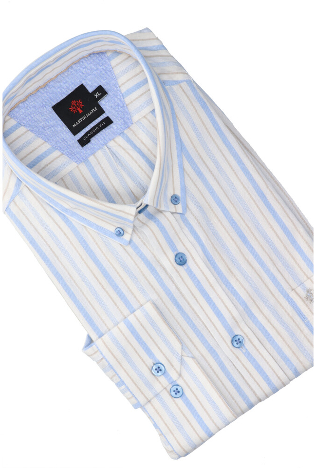 Mulitcolor gestreept katoenen hemd (regular fit) met lange mouwen Martin Mapple