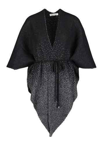 Zwarte poncho met lint Portia Furore
