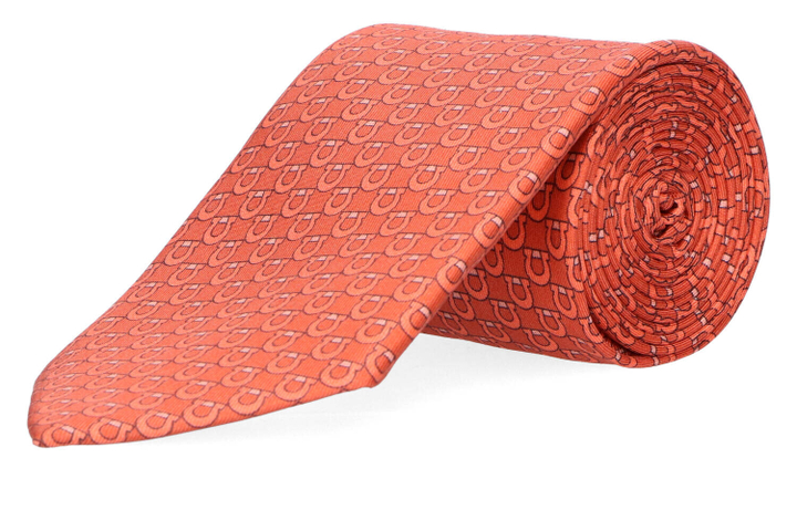 Oranje zijden das met print Marchesi di Como