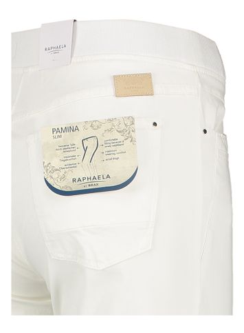 Creme kleurige slim fit broek met elastiek Pamina Raphalea