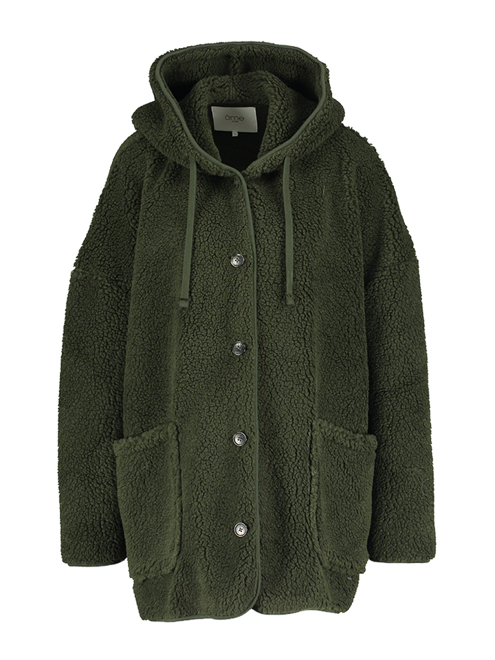 Kaki jas met fleece Kenji âme