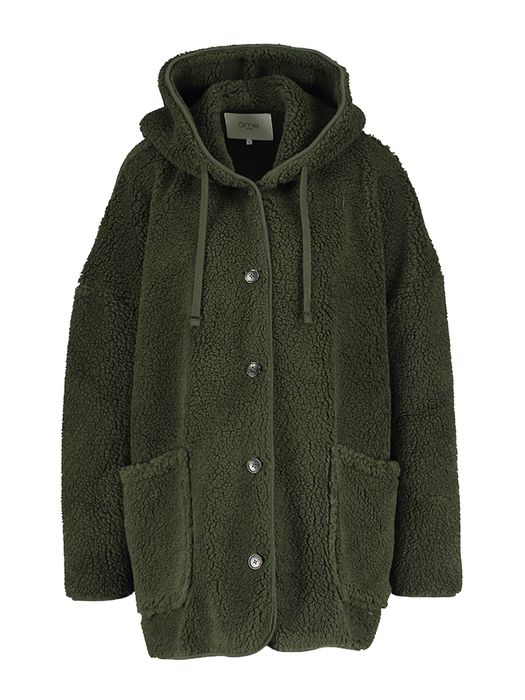 Kaki jas met fleece Kenji âme