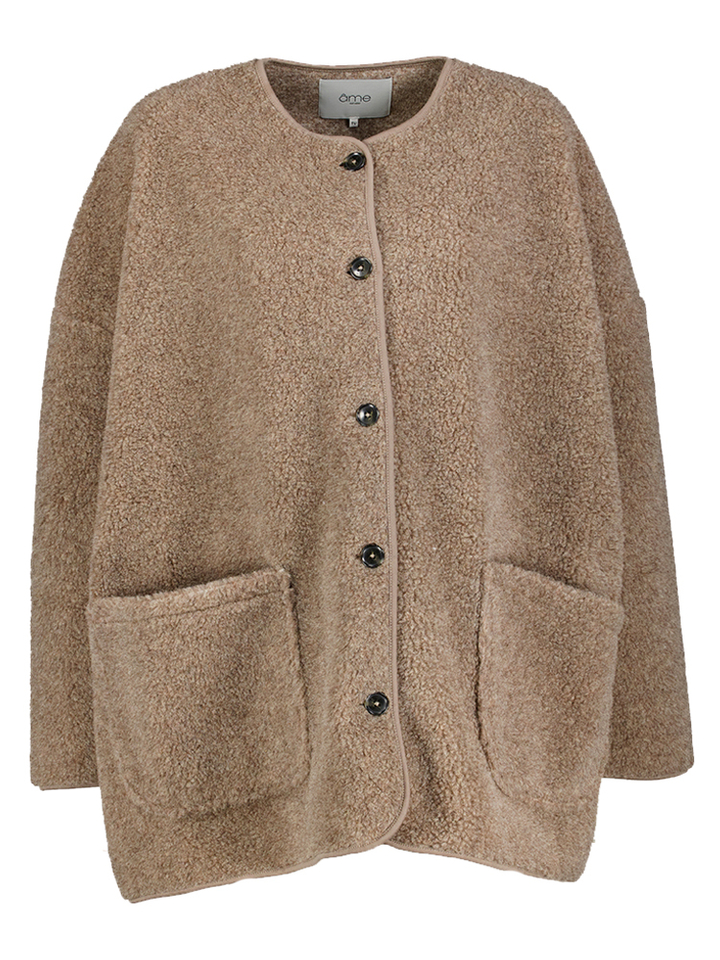 Beige oversized wollen halflange mantel Hannah Ame