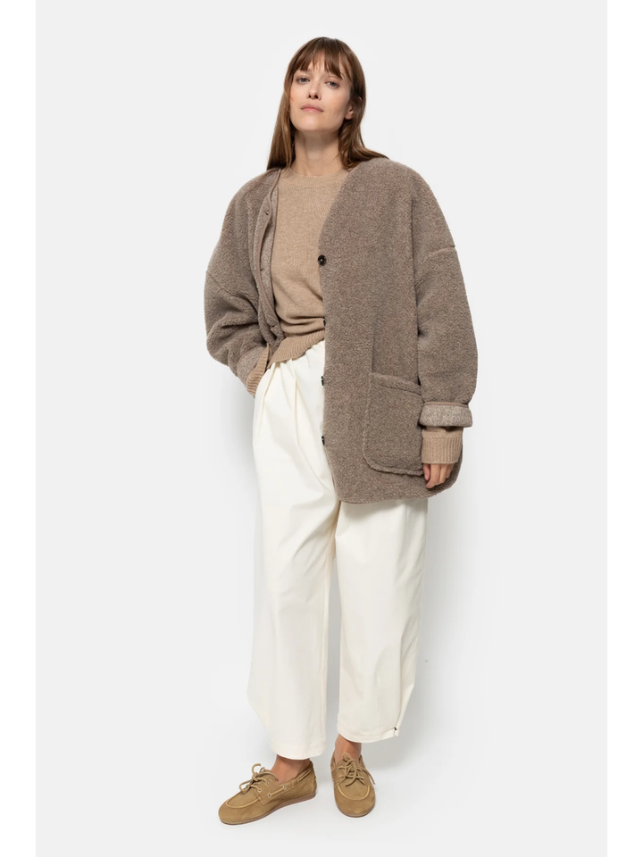 Beige oversized wollen halflange mantel Hannah Ame