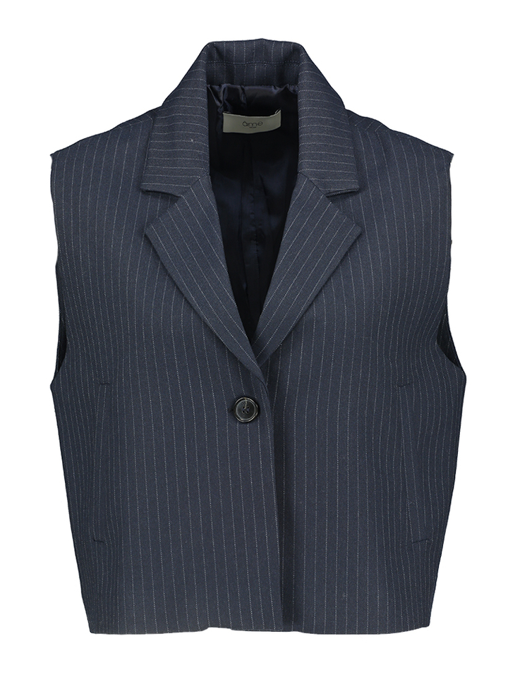 Blauwe gestreepte gilet met knopen Marie Âme