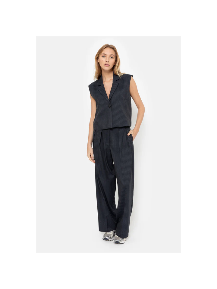 Blauwe gestreepte gilet met knopen Marie Âme