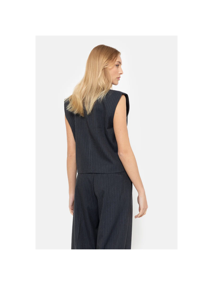 Blauwe gestreepte gilet met knopen Marie Âme