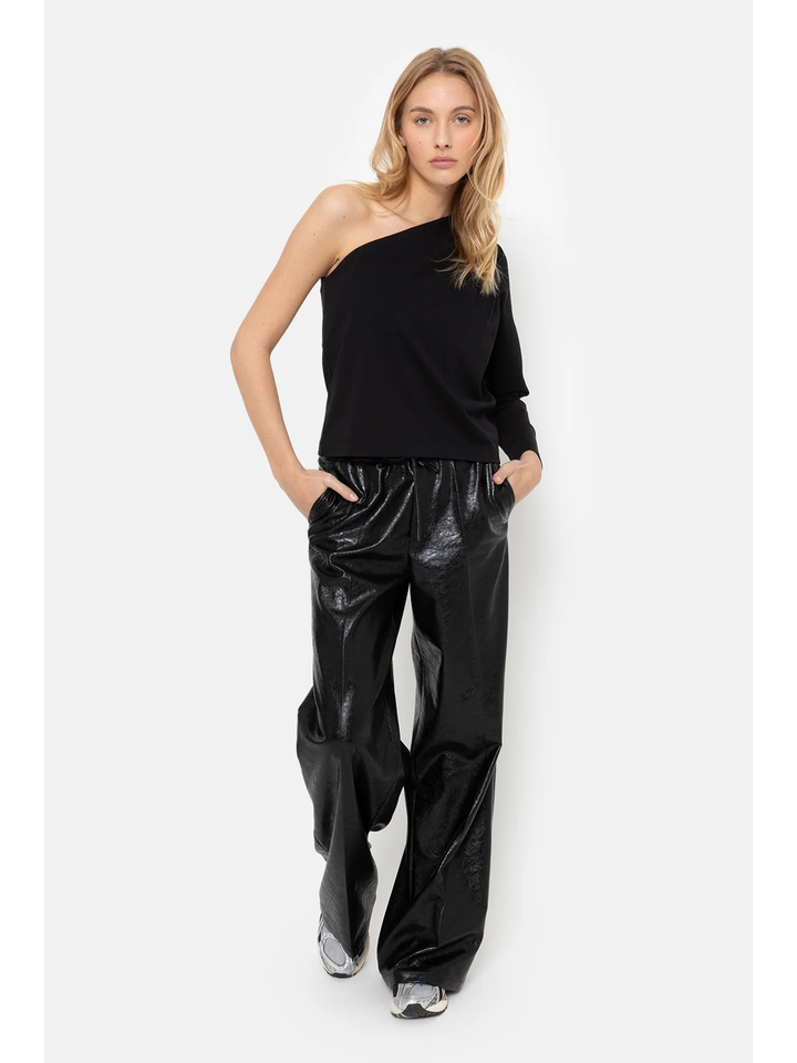 Zwarte leather-look broek Jules Âme