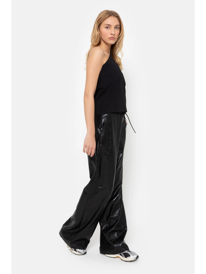Zwarte leather-look broek Jules Âme