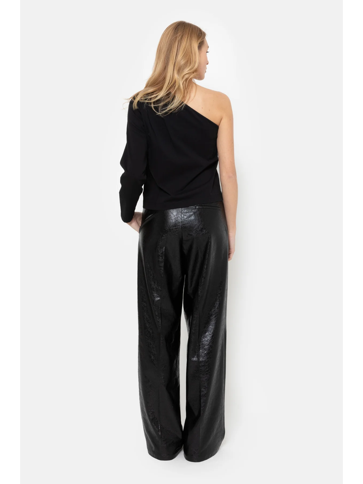 Zwarte leather-look broek Jules Âme