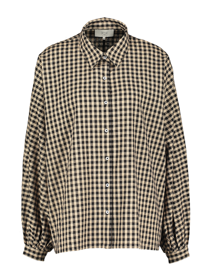 Geruite bloes in zwart en beige Gala Âme