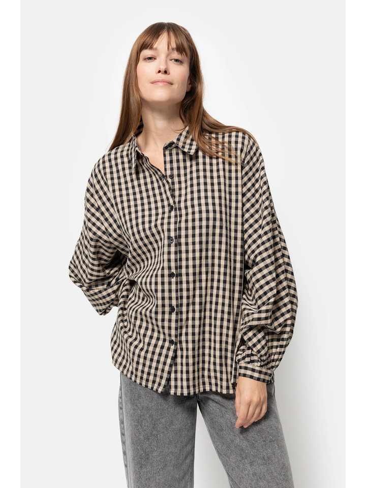 Geruite bloes in zwart en beige Gala Âme