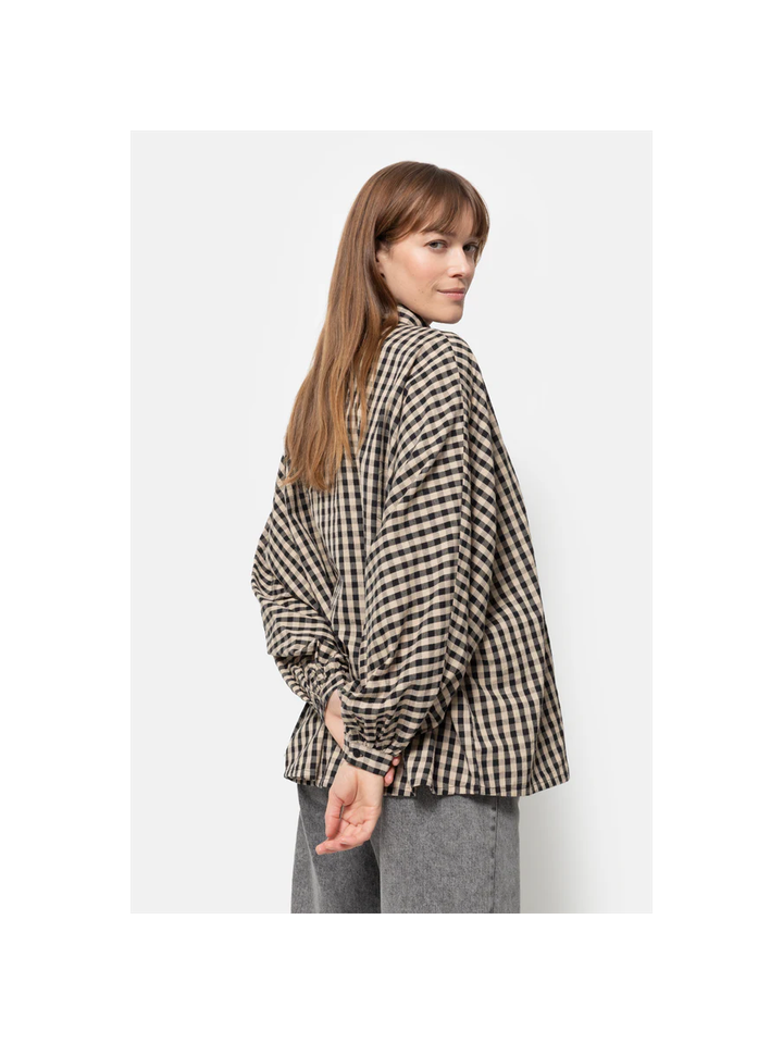 Geruite bloes in zwart en beige Gala Âme