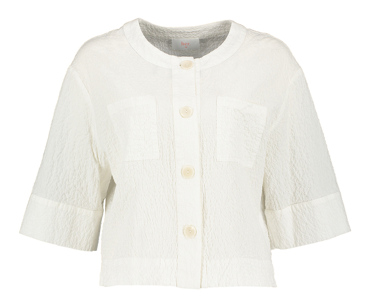 Ecru bloes met knopen en opgestikte zakken HER