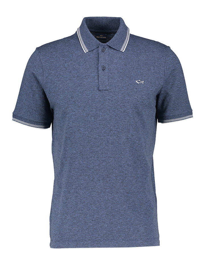 Jeansblauwe polo met korte mouwen Paul&Shark 