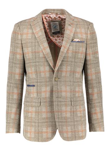 Zandkleurige geruite blazer met oranje details A Fish Named Fred