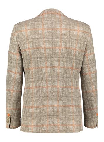 Zandkleurige geruite blazer met oranje details A Fish Named Fred