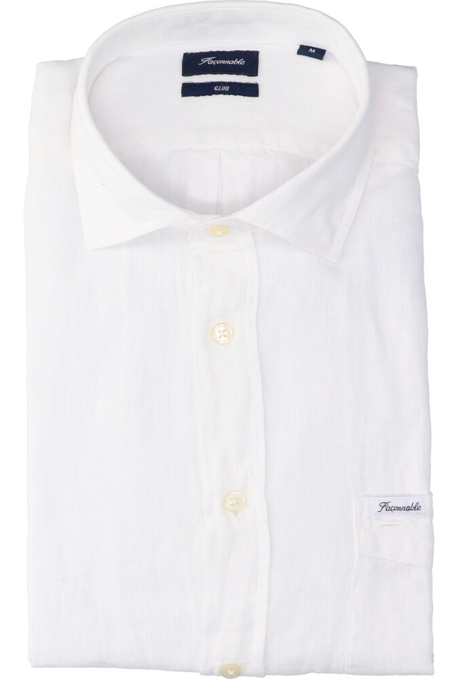 Wit linnen hemd ( regular fit) met lange mouwen Faconnable