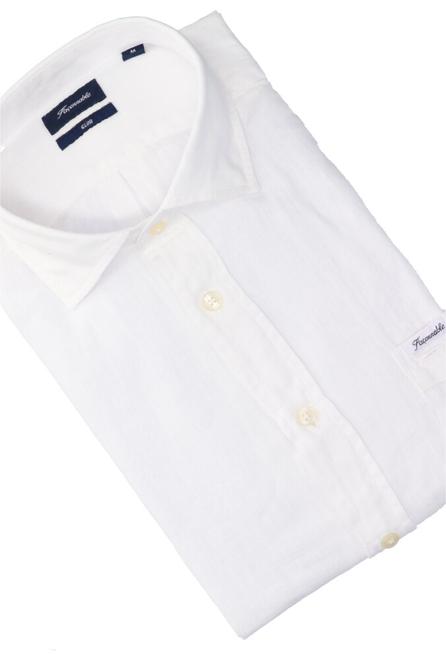 Wit linnen hemd ( regular fit) met lange mouwen Faconnable