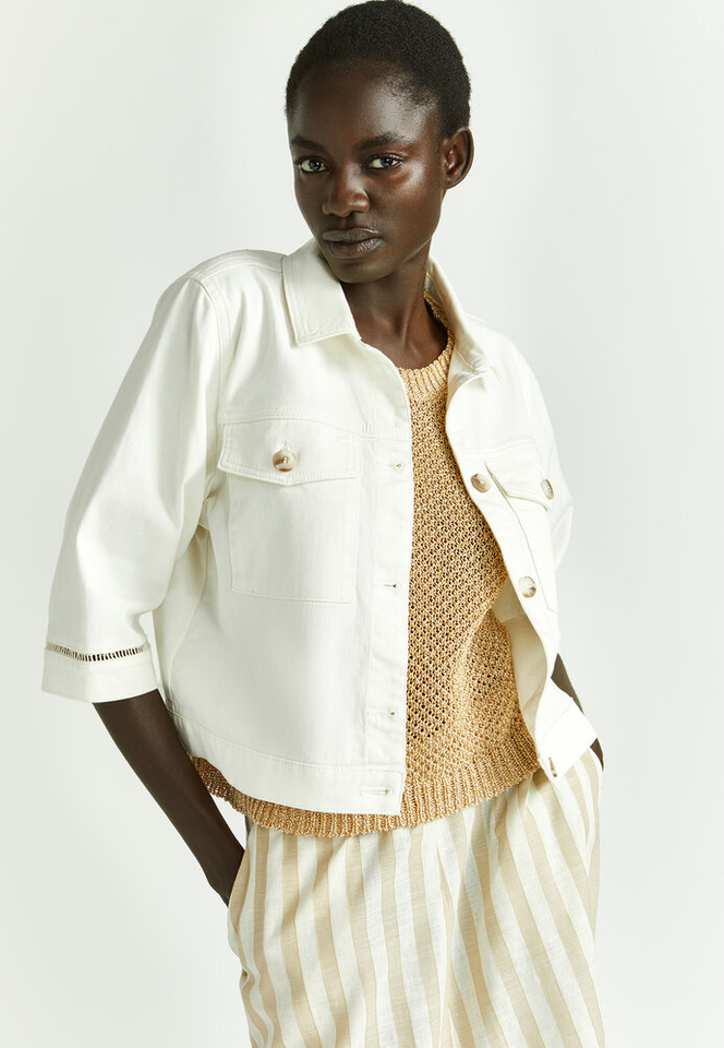 Beige kort jeans jasje Xandres