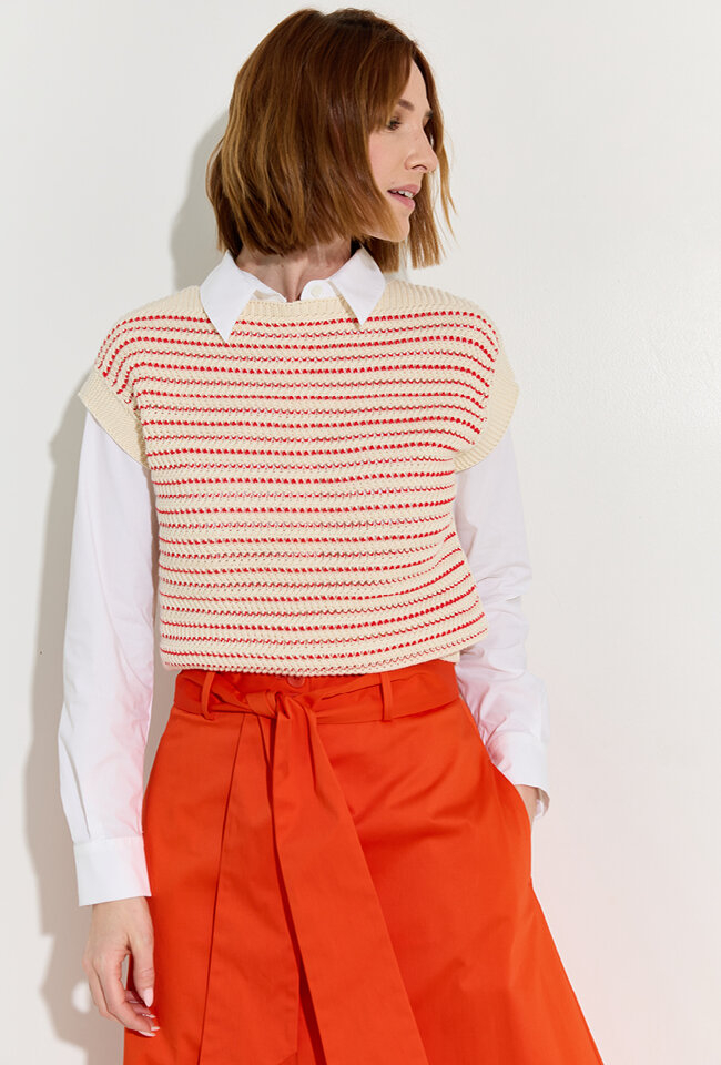 Beige debardeur met rodod detail Boone Xandres