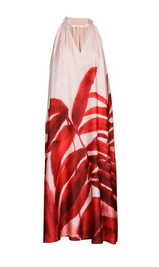 Roze losse jurk met rode bloemenprint Kobano Xandres 