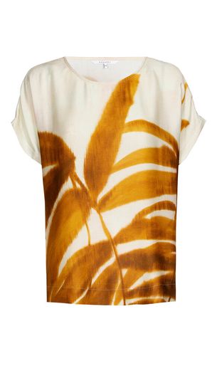 Beige bloes met bruine bloemenprint Hidana Xandres