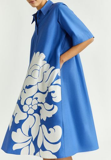 Kobalt blauw hemdkleed met bloemenprint Kila Xandres 