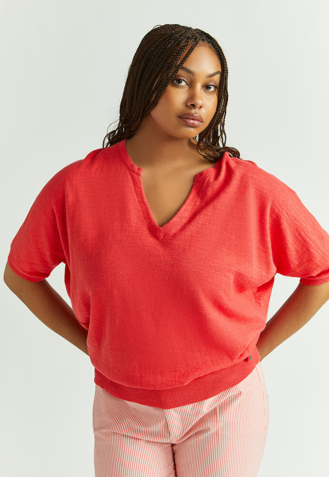 Rode pull met v hals Romin Xandres