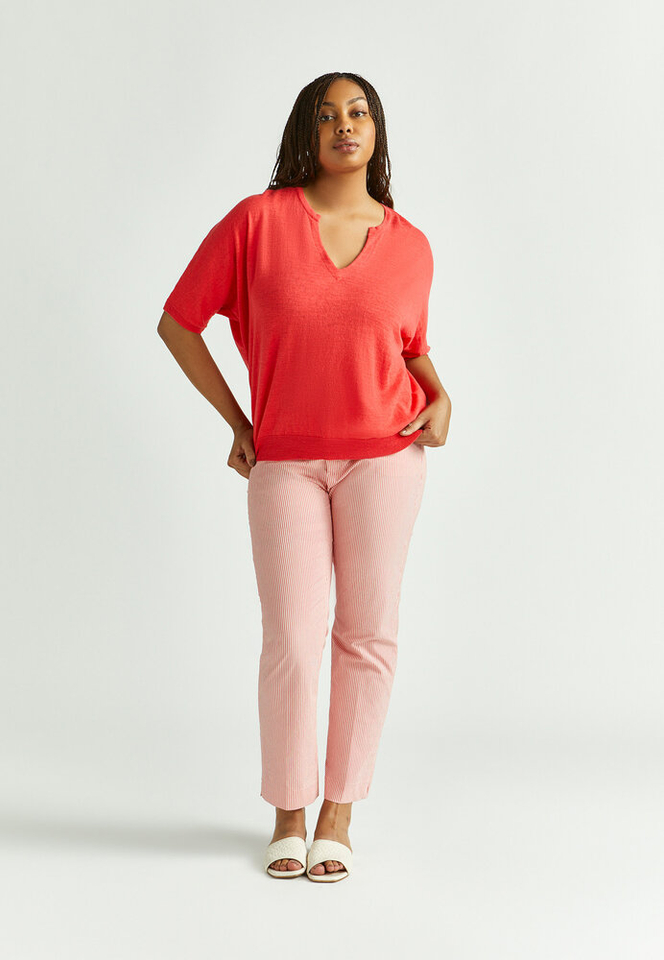 Rode pull met v hals Romin Xandres