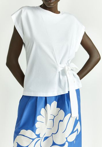 Witte katoenen t-shirt met knoop detail Fati Xandres