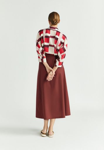 Bordeaux kleurige halflange rok met knopen Rayka Xandres 