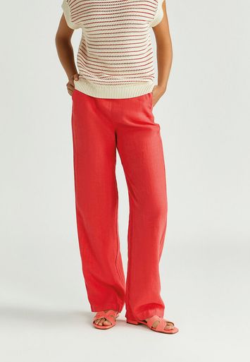 Roodkleurige linnen broek Aina Xandres