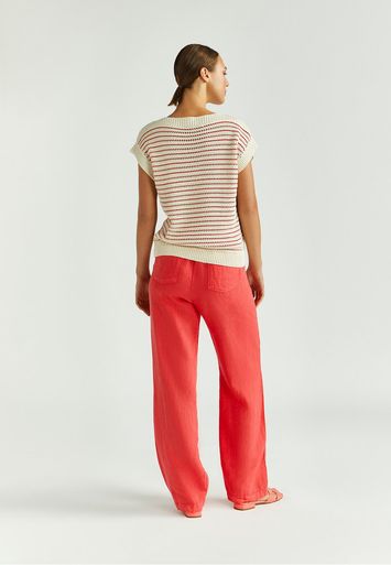 Roodkleurige linnen broek Aina Xandres