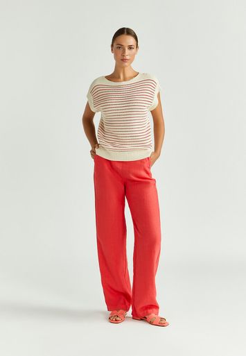 Roodkleurige linnen broek Aina Xandres