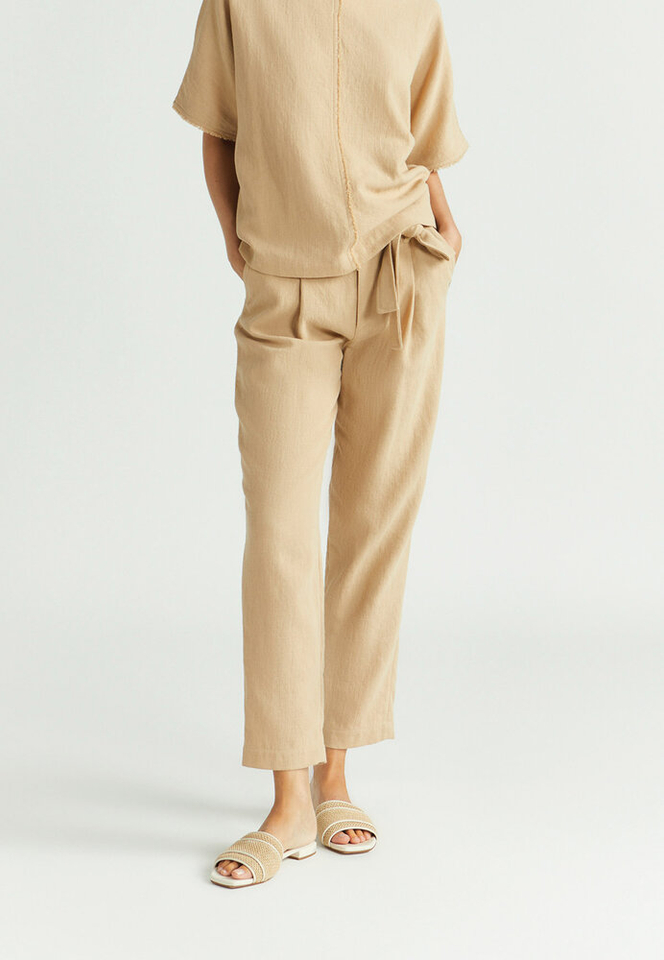 Beige wijde broek met bandplooi Pixo Xandres