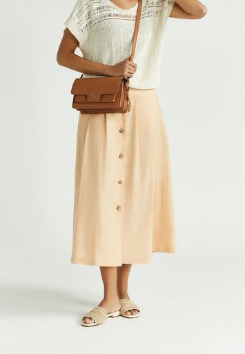 Beige halflange rok met knopen Rayka Xandres 
