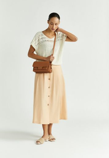 Beige halflange rok met knopen Rayka Xandres 