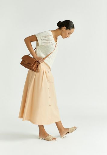 Beige halflange rok met knopen Rayka Xandres 