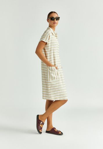 Beige gestreepte jurk Kolbi Xandres 
