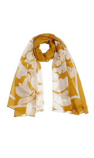 Okergele sjaal met bloemenprint Scarf Ornamental Xandres 