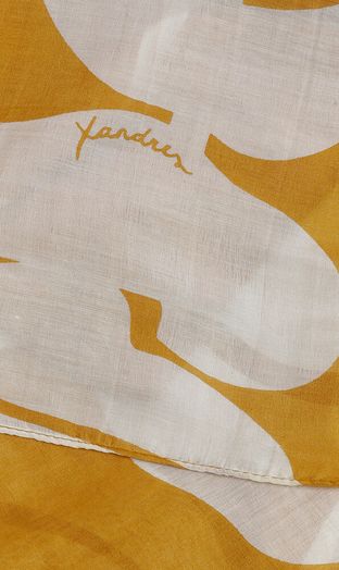 Okergele sjaal met bloemenprint Scarf Ornamental Xandres 