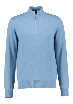 State of Art Lichtblauwe pull met rits en opstaande kraag