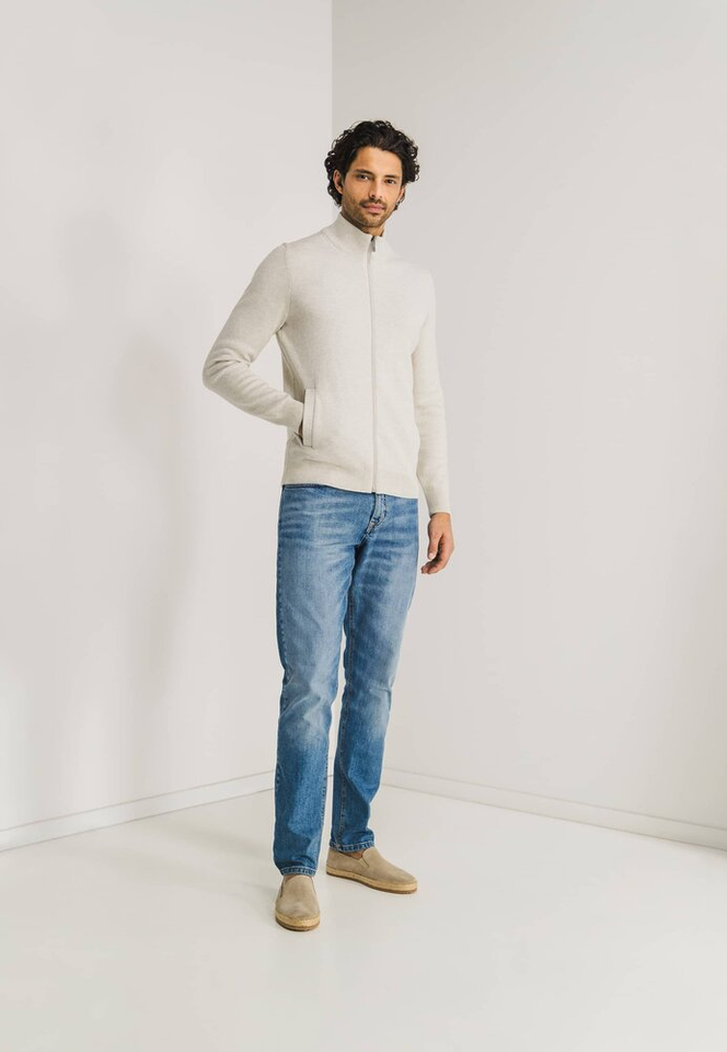 Beige katoenen gilet met rits State Of Art