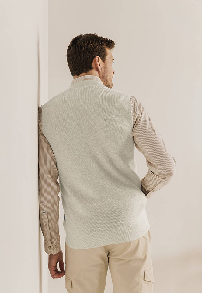 Beige mouwloze gilet met doorlopende rits State Of Art