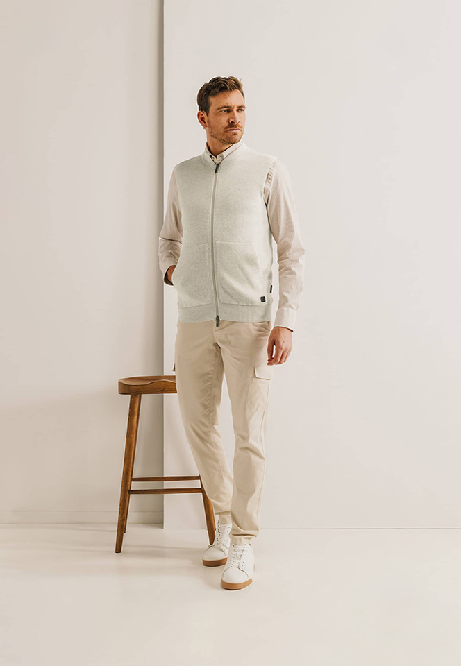 Beige mouwloze gilet met doorlopende rits State Of Art