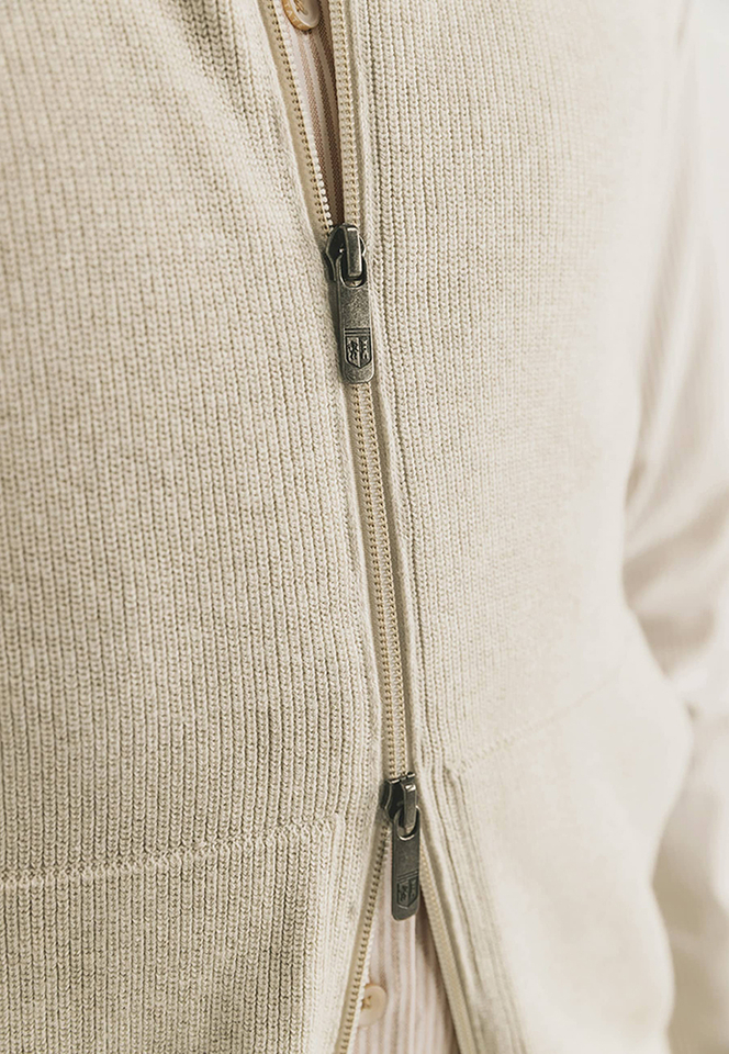 Beige mouwloze gilet met doorlopende rits State Of Art